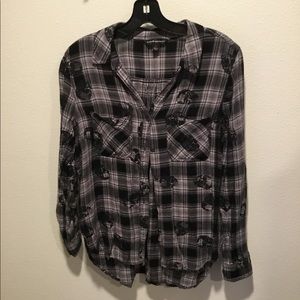 Collared button up rock and Republic top